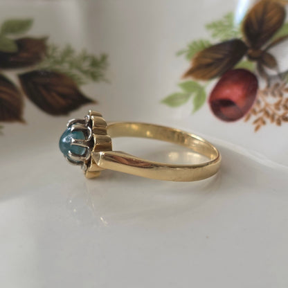 Vintage 14k gouden ring met aquamarijn bloem