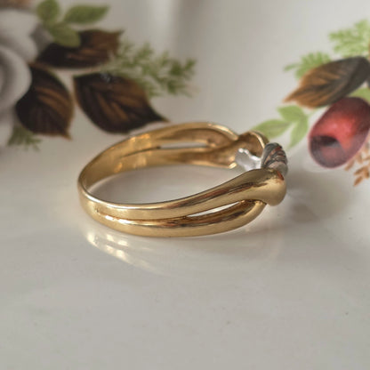 Vintage 14k gold ring diamond braid