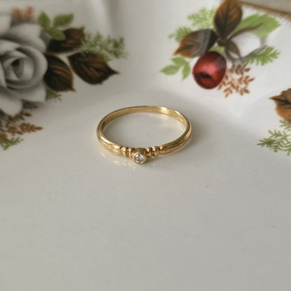 Vintage 14k gouden solitair ring diamant 0.01ct