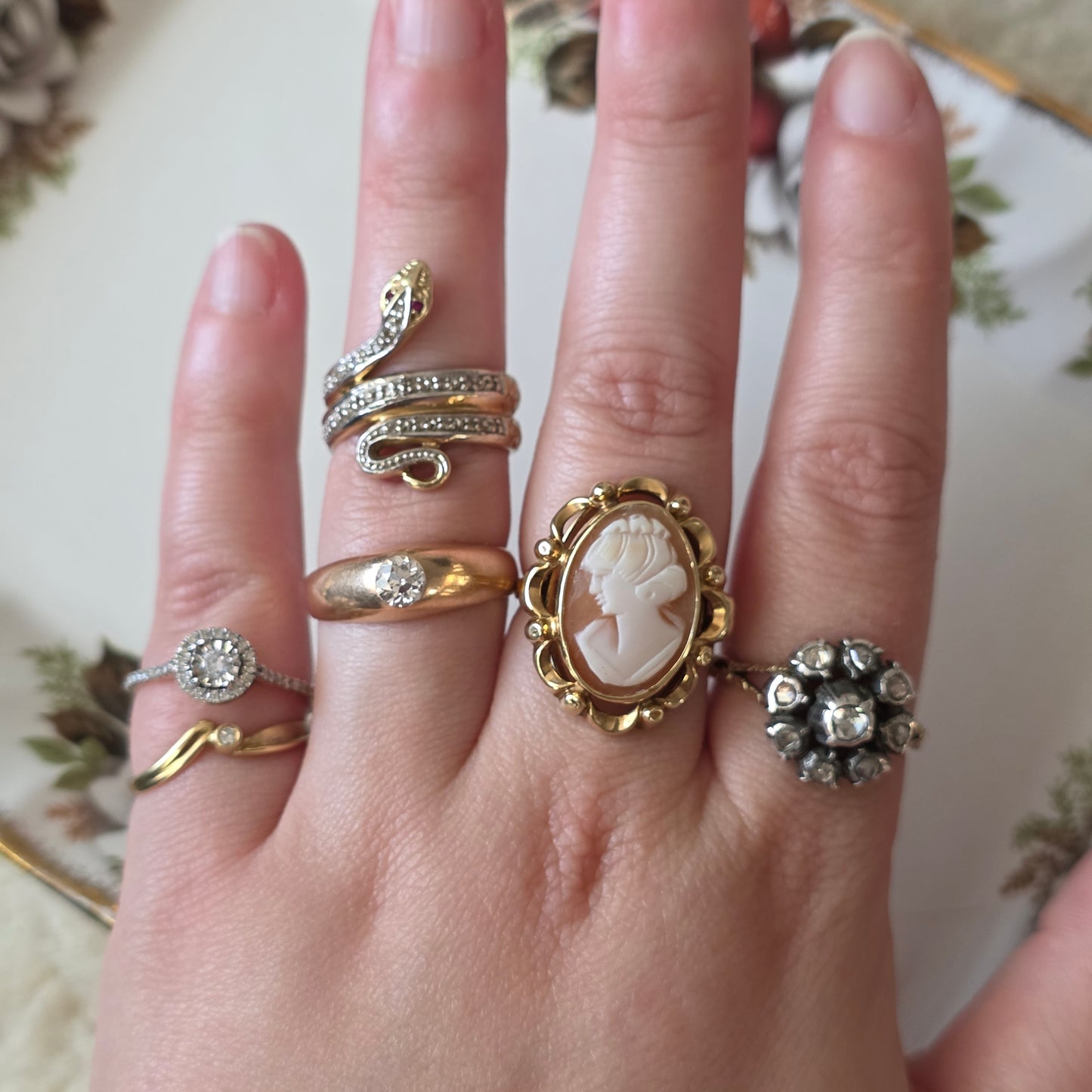 Vintage 14k gouden ring met camee