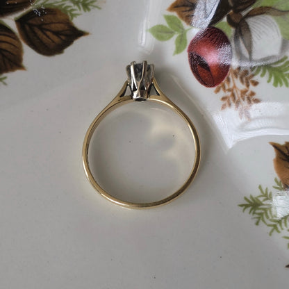 Vintage 14k gouden solitair verlovingsring diamant 0.15ct