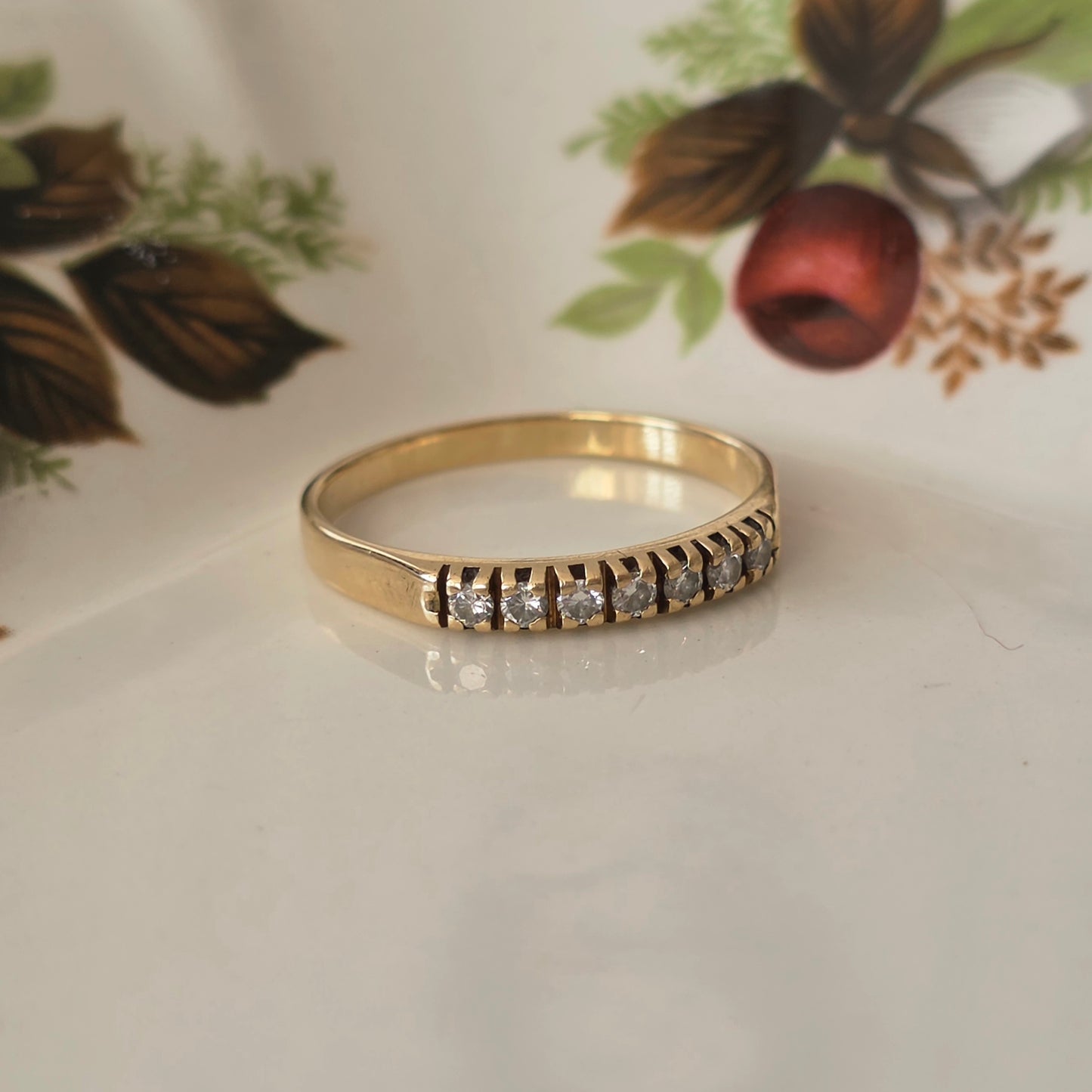 Vintage 14k gouden ring met diamanten 0.07ct