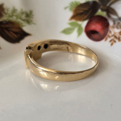 Vintage 14k gouden ring gesp met diamanten