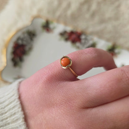 Vintage 14k gouden ring bloedkoraal