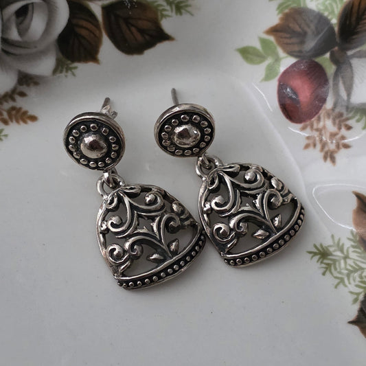 Barse Zilver Oorstekers Scroll Klok