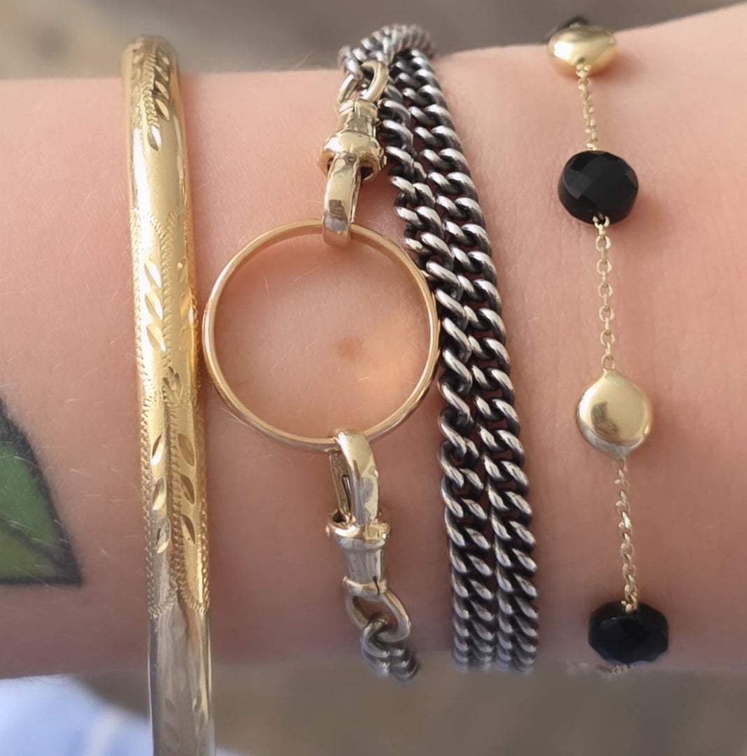 Vintage 18k gouden bangle armband met gravures