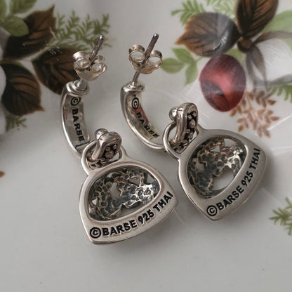 Barse Zilver Oorstekers Scroll Klok Hoop
