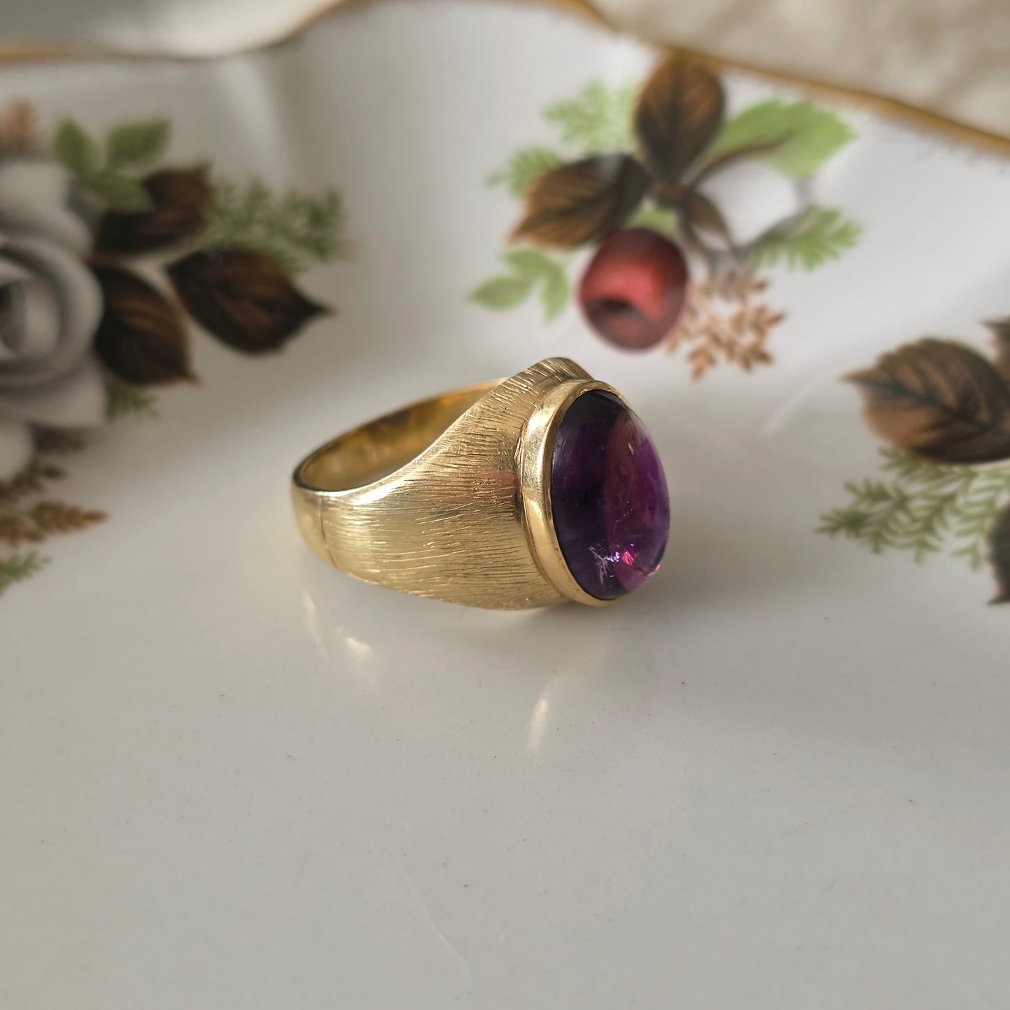 Vintage 14k gouden zegel ring met amethist