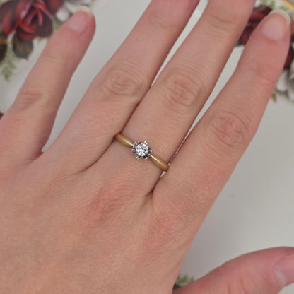 Vintage 14k gouden verlovingsring solitair diamant 0.215ct