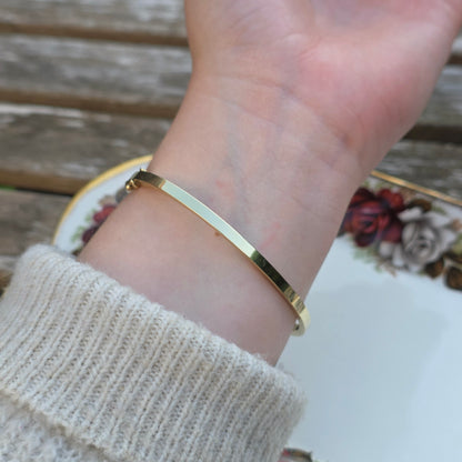 Vintage 14k gouden bangle armband met 5 diamanten