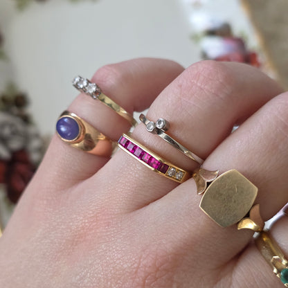 Vintage 14k witgouden ring met diamanten 0.04ct