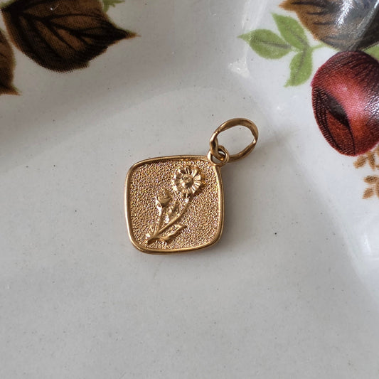 Vintage 18k gouden hanger bloem margriet