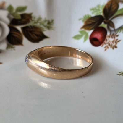 Antieke 14k gouden gypsy bombe ring old European cut diamant 0.4ct