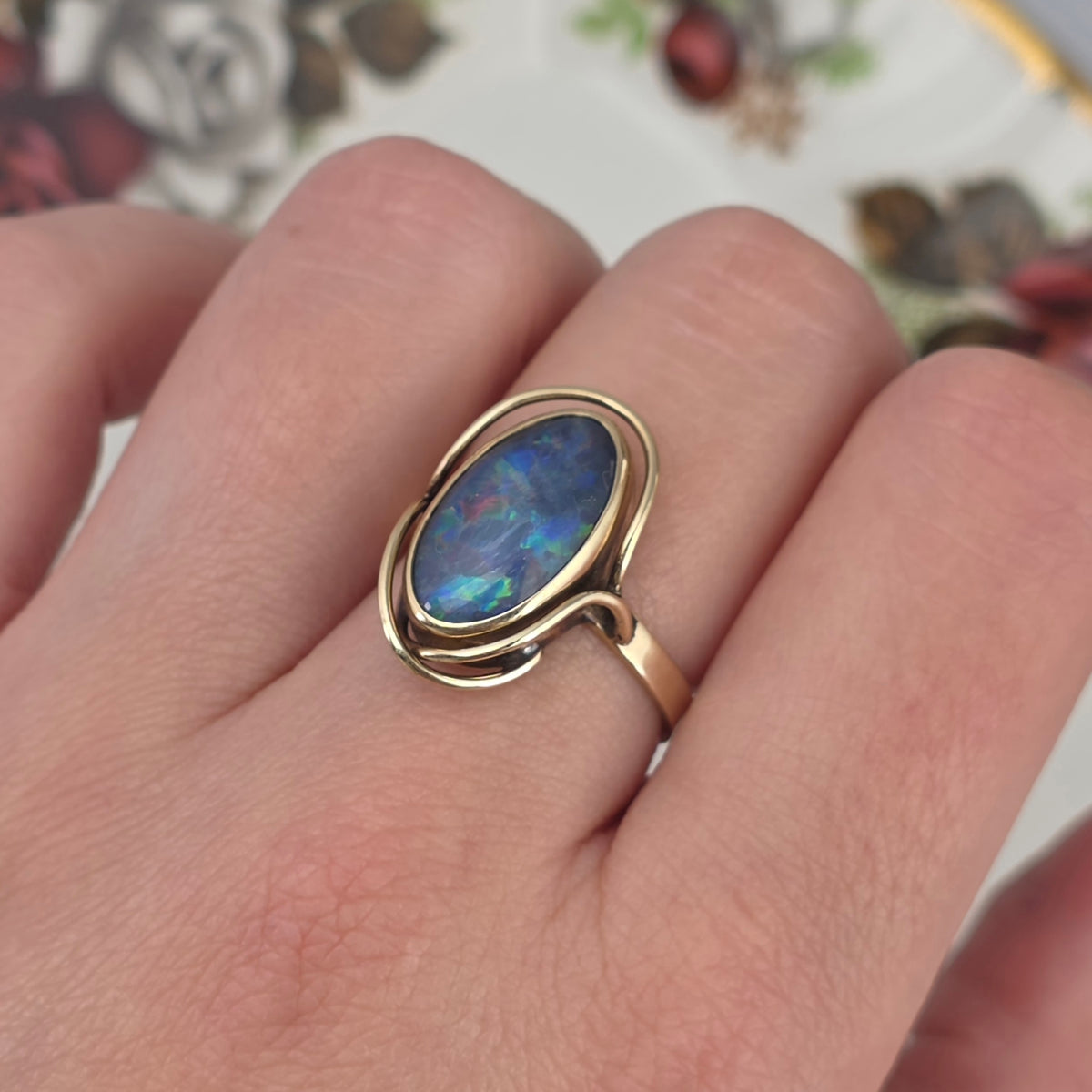 Vintage 9k ring met opaal
