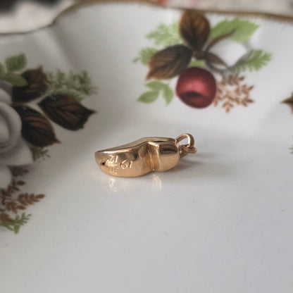 Vintage 18k gouden hanger klomp