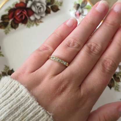 Vintage 14k gouden ring met diamanten en krullen
