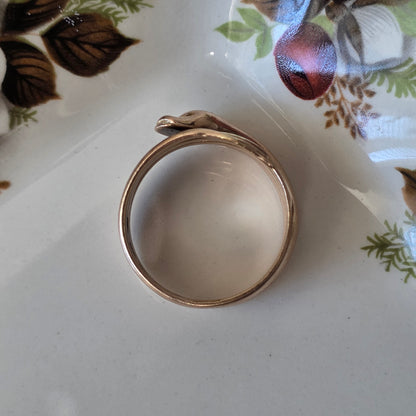 Antieke 14k gouden slang ring met oud Europees geslepen diamant