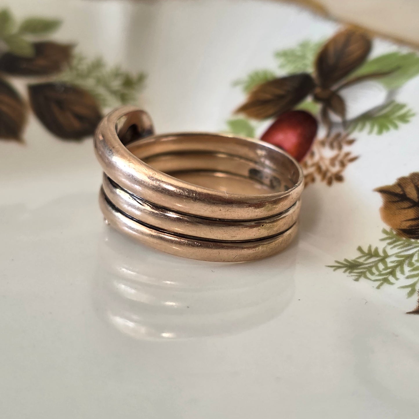 Antieke 14k gouden slang ring met oud Europees geslepen diamant