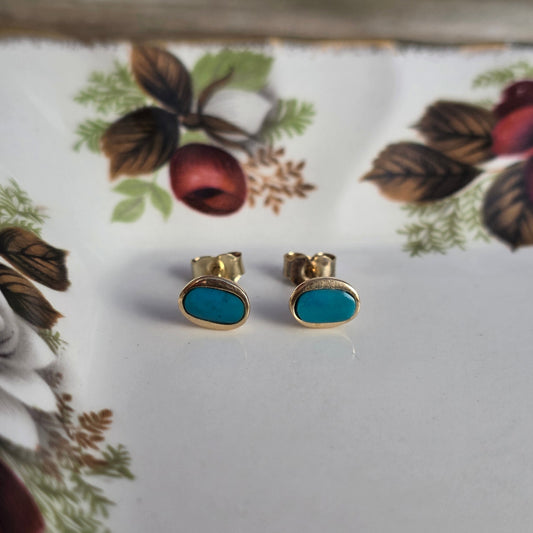 Vintage 14k gouden oorstekers turquoise