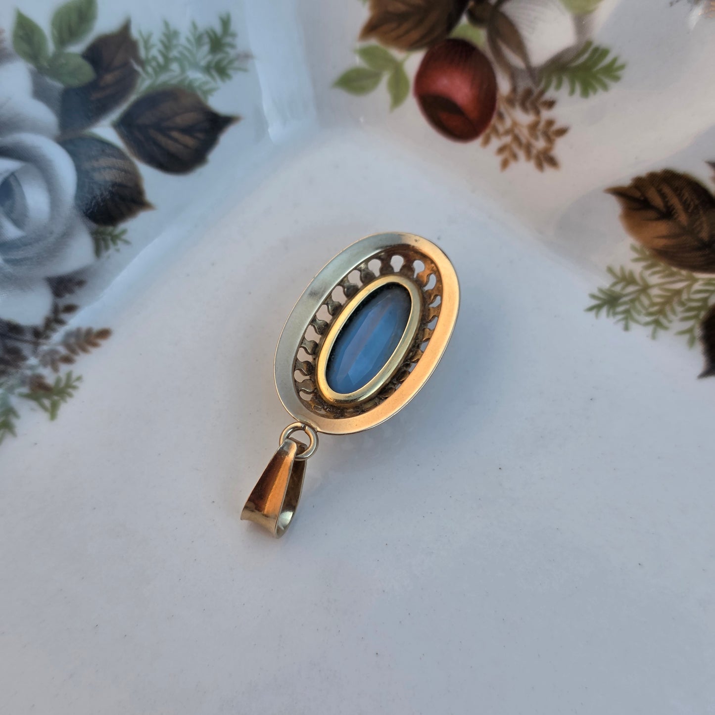 Vintage 14k gouden hanger topaas