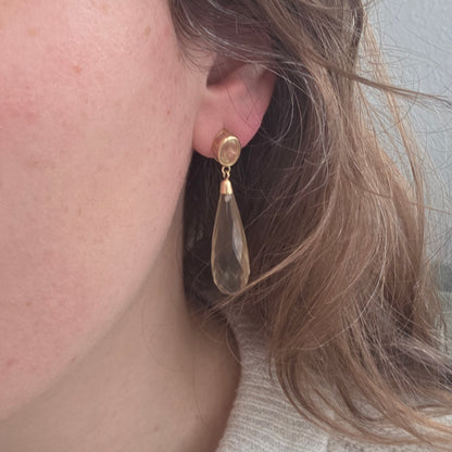 Vintage 14k gouden oorhangers citrien