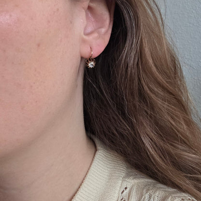 Antique 14k rose gold earrings with rose diamond
