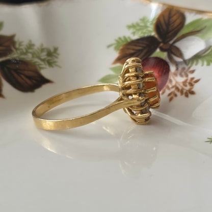 Vintage 18k gouden ring met citrien en kwarts