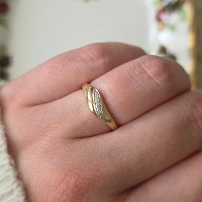 Vintage 14k gouden ring met diamantjes