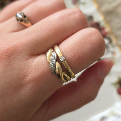 Antique 14k gold belcher ring with rose-cut diamond