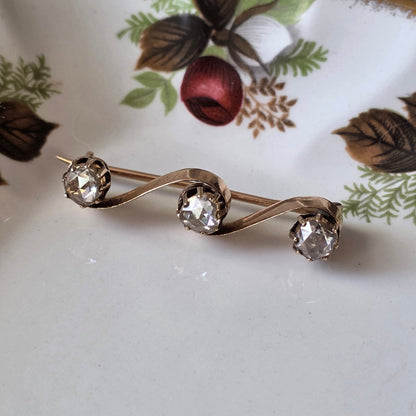Antieke 14k gouden roosdiamant broche uit 1737