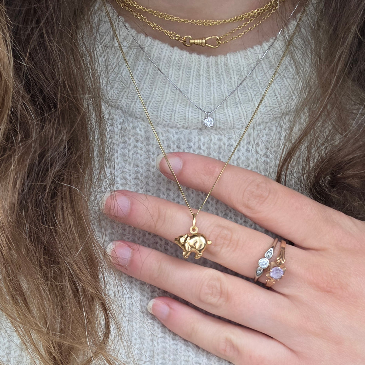 Vintage 14k roségouden ring solitair alexandriet