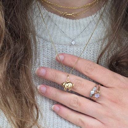 Vintage 14k roségouden ring solitair alexandriet