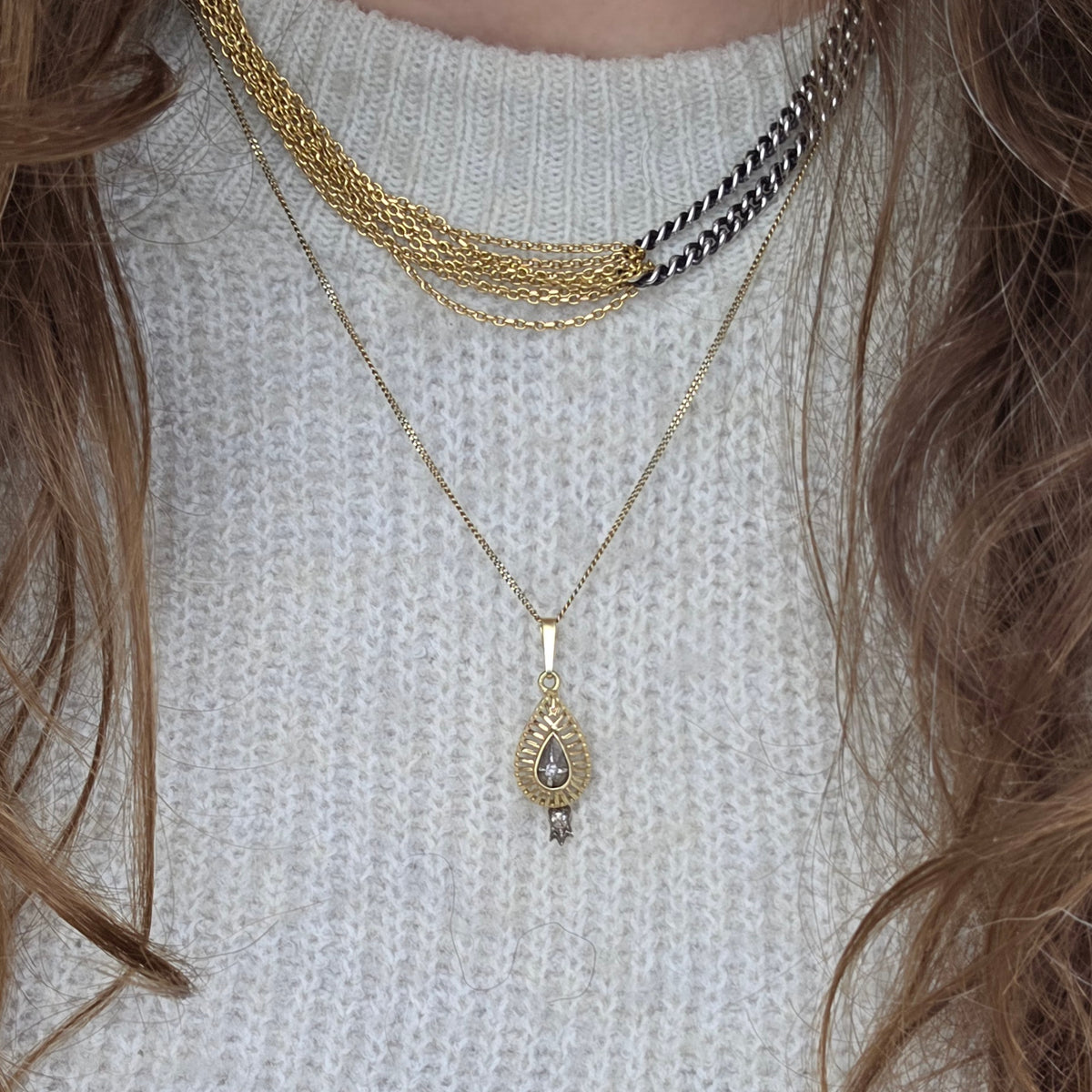 Antieke 14k gouden hanger roosdiamant