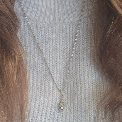 Antieke 14k wit gouden Art Deco diamant ketting
