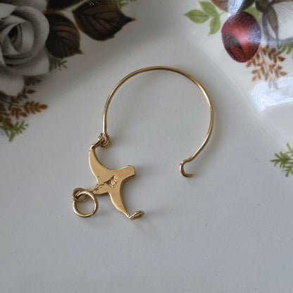 Vintage 14k gouden charm holder vogel