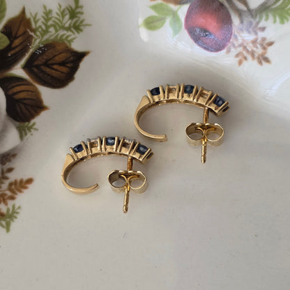 Vintage 14k gold diamond and sapphire stud earrings