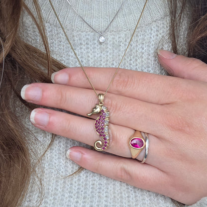 Vintage 18k gouden zegelring robijn
