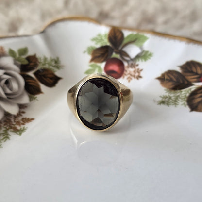 Vintage 8k zegelring met groene toermalijn