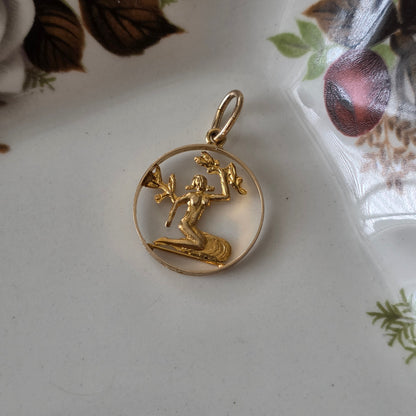 Vintage 14k gouden hanger sterrenbeeld maagd
