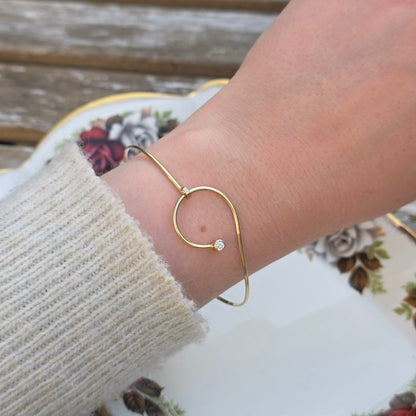 Vintage 14k gouden bangle armband met diamant