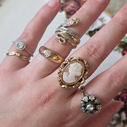 Vintage 14k gouden ring met camee