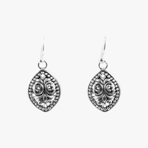 Barse Zilver Oorhangers Scroll Teardrop