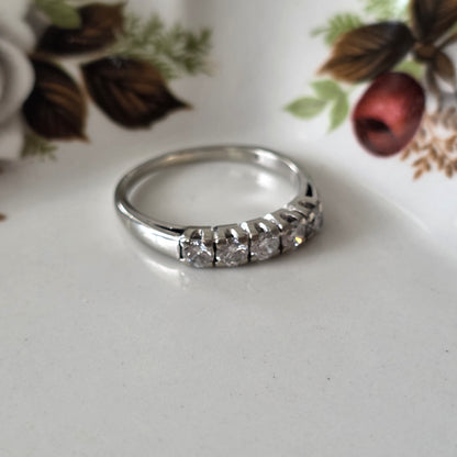 Vintage 14k witgouden ring met 5 diamanten 0.5ct