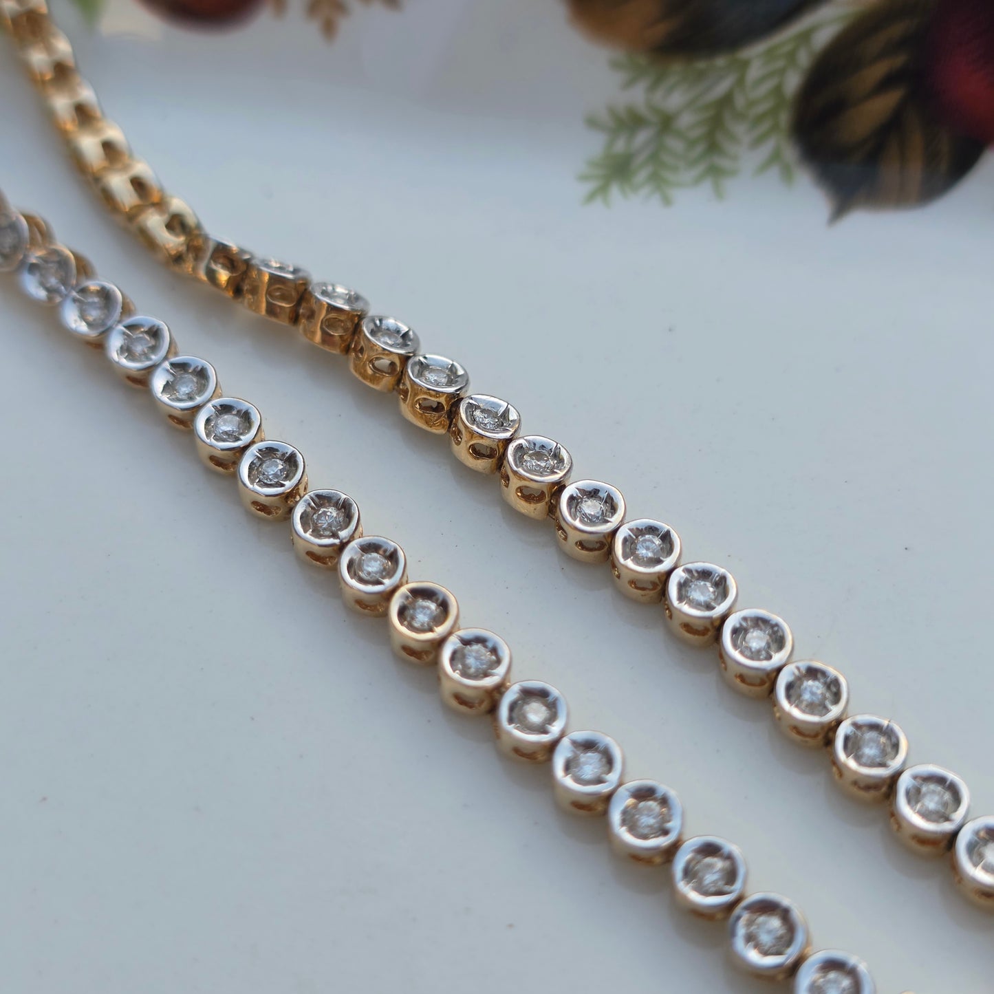 Vintage 14k wit gouden diamant tennisarmband