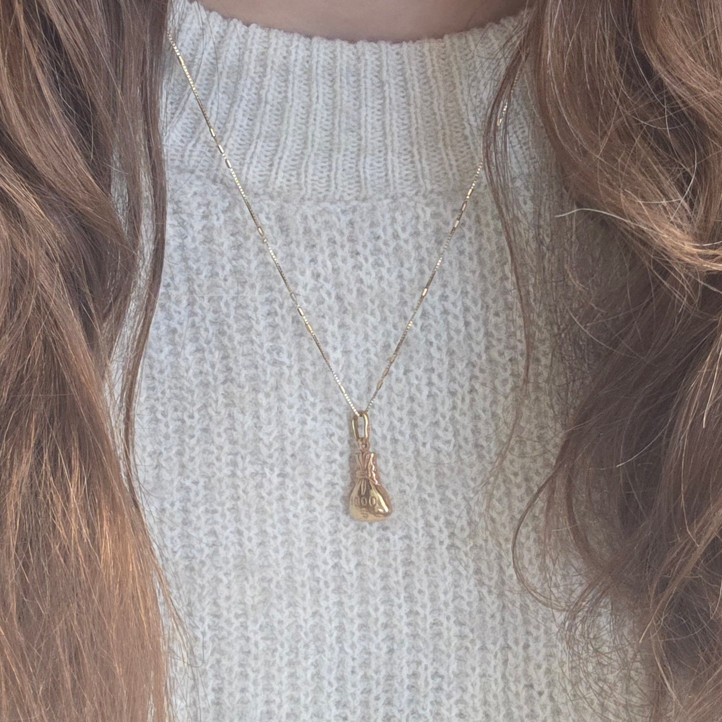 Vintage 14k gold pendant money bag
