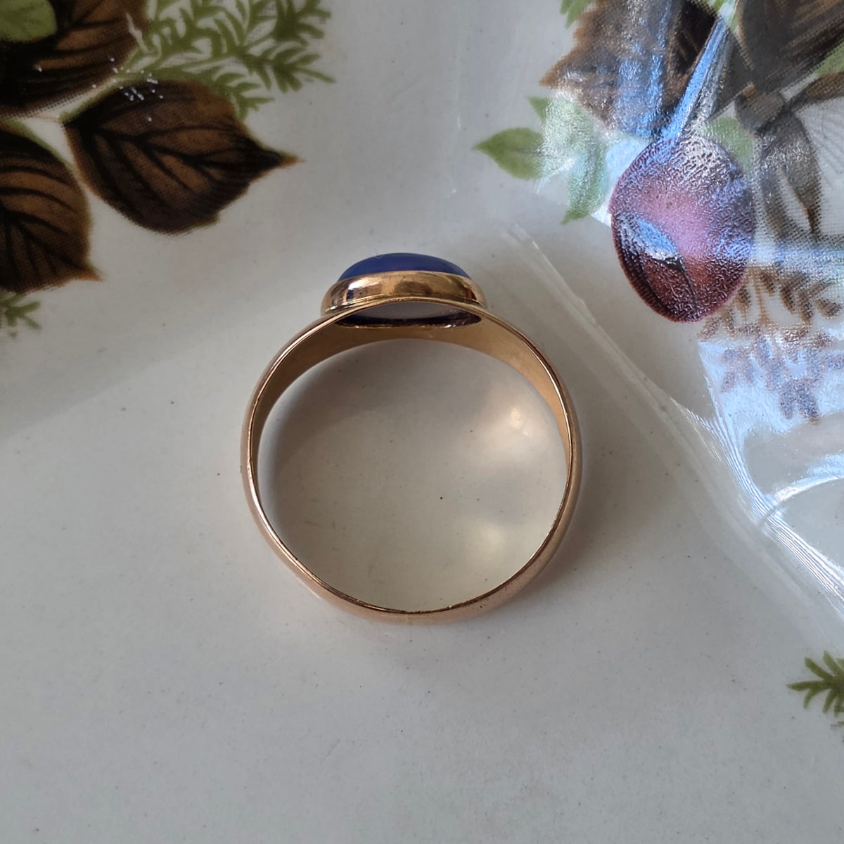 Vintage 18k gouden ring chalcedoon
