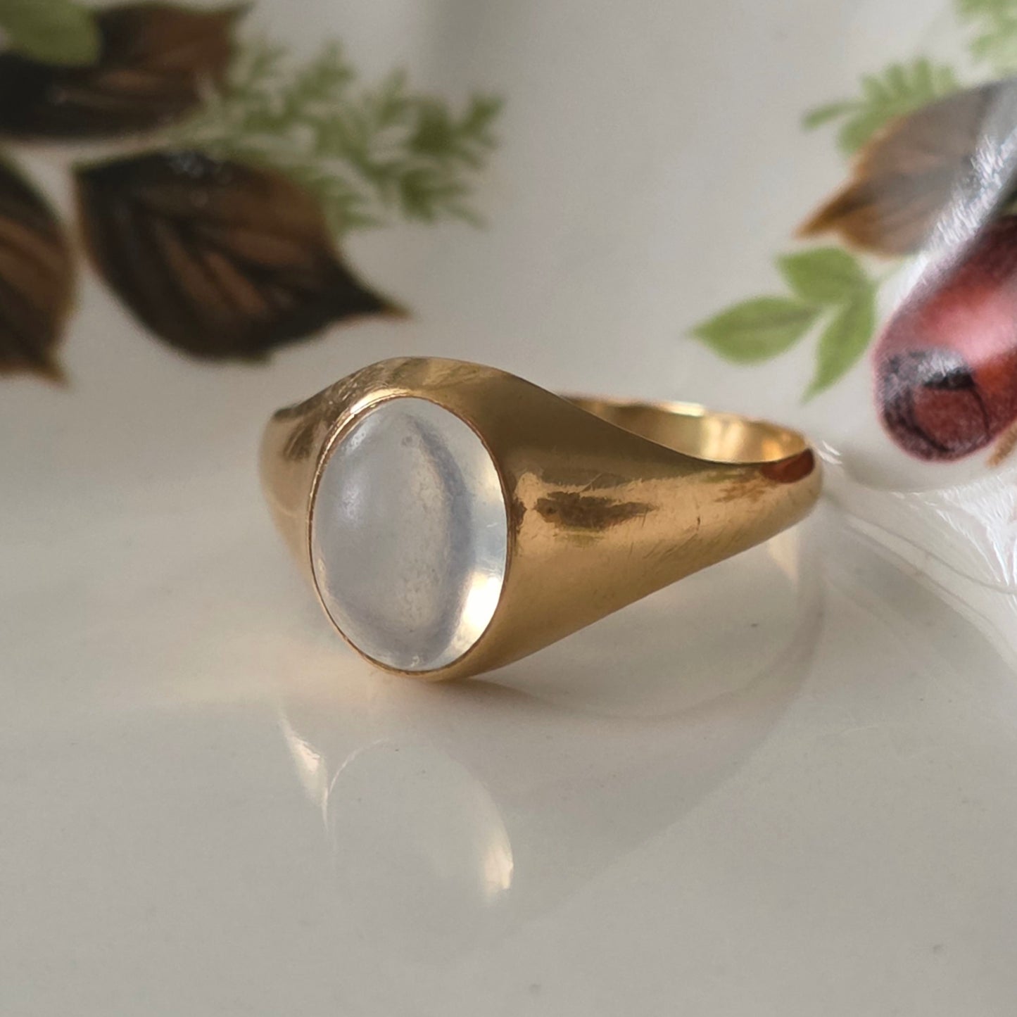 Vintage 18k gouden ring met maansteen