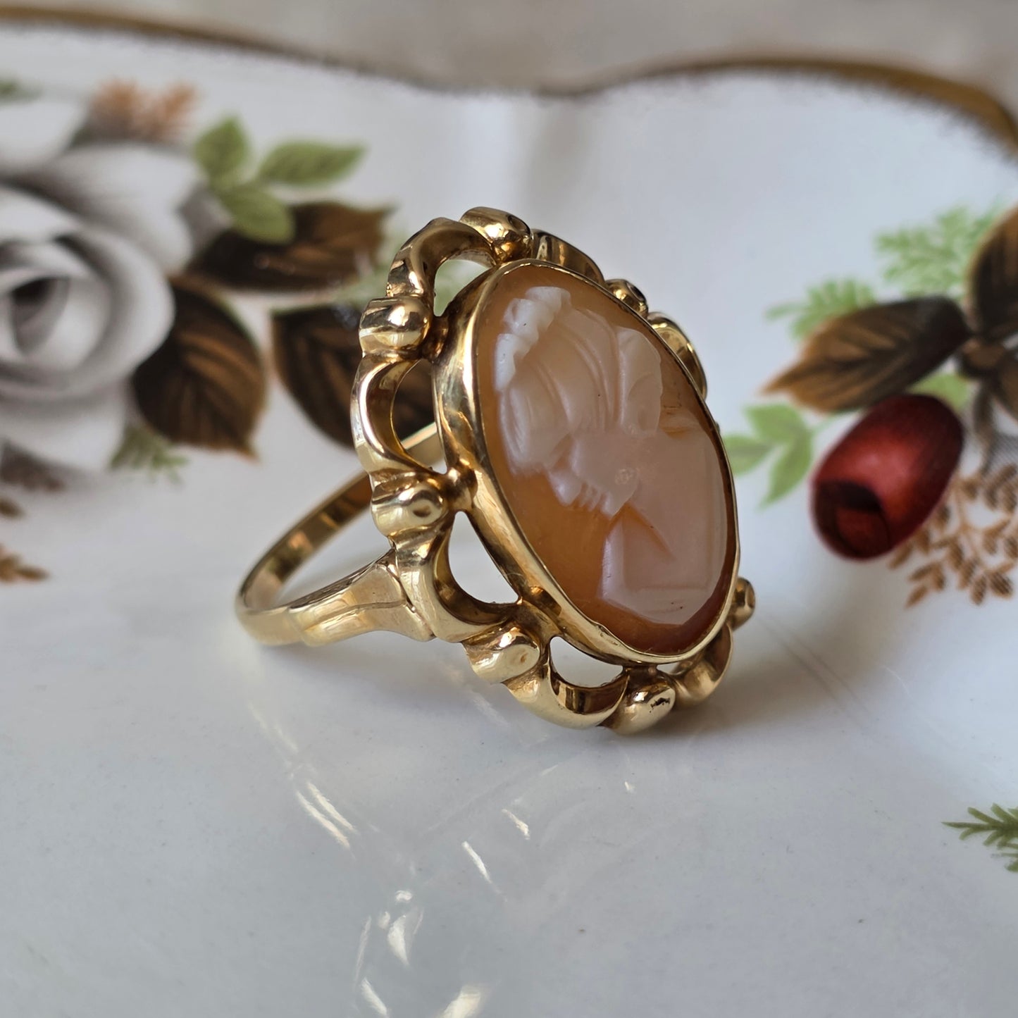 Vintage 14k gouden ring met camee