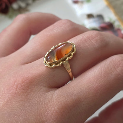 Vintage 14k gouden ring met mosagaat