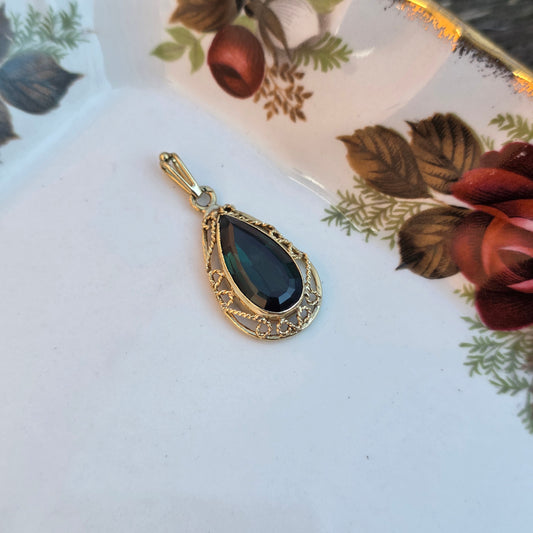 Vintage 14k gouden hanger groene spinel